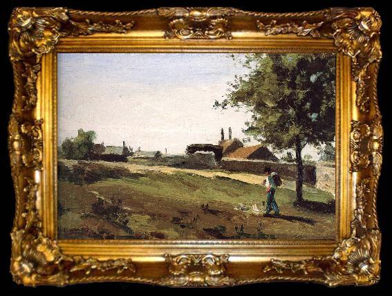 framed  Camille Pissarro Entering the village, ta009-2